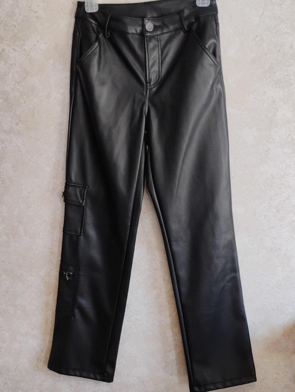 Ci Sono Black Faux Leather Cargo Pants, Goth, Biker, Motorcycle, Size Medium